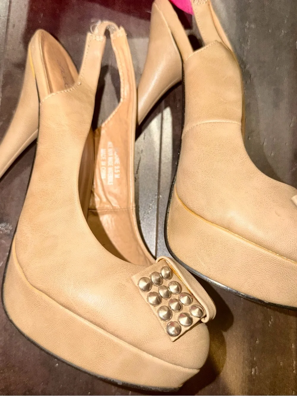 Shoe Dazzle JALAINE Studded Slingback Platforms